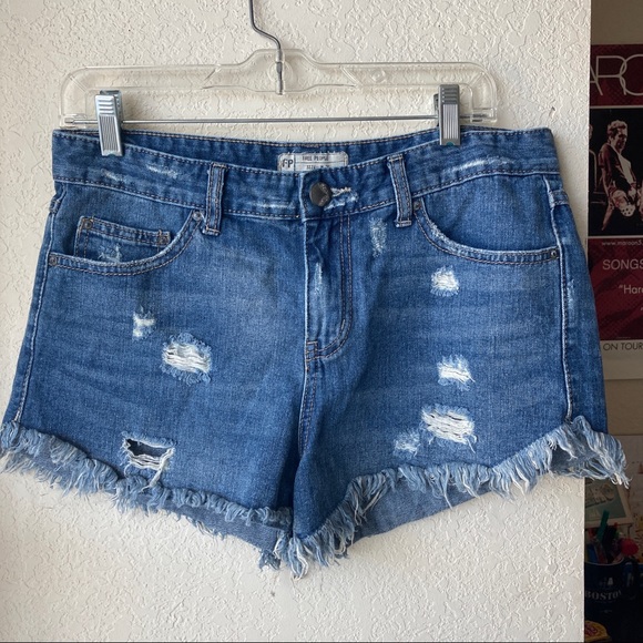 Free People Pants - Free People High Waisted Distressed Denim Shorts